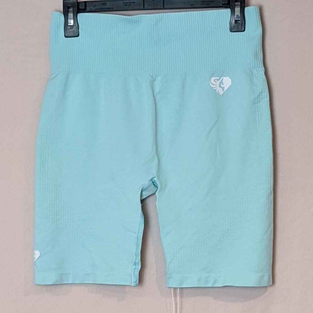 Women's Best Power Seamless Cycling Shorts in Bleached Aqua size 2XL